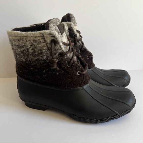 Sperry Ombre Duck Boots Womens 8 Style STS99725 Black Brown Wool Waterproof - Picture 1 of 8